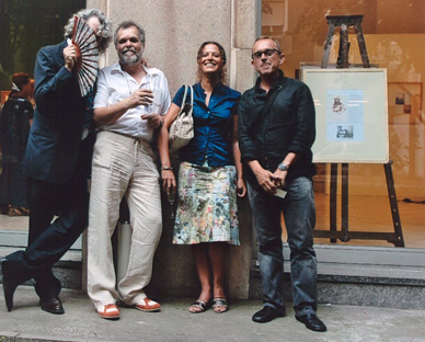 Milano, 2006. Inaugurazione della mostra di Silvestro Lega; da sinistra Carlo Galli, Gregorio Rossi, Chiara Filippini e Luca Vezzoso