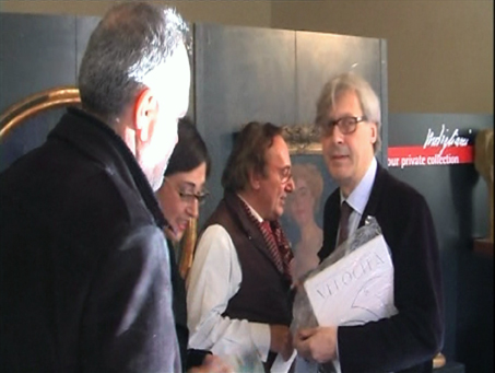 Gregorio Rossi con Vittorio Sgarbi e Christian Parisot all'interno degli Archivi Legali Amedeo Modigliani